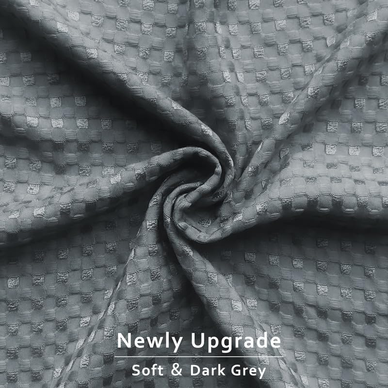 Miye Pleated Waffle Weave Bed Skirt, Tailored Dust Ruffle 14 Inch Drop Easy Fit, Machine Washable (Dark Grey, Twin - 14'' Drop)